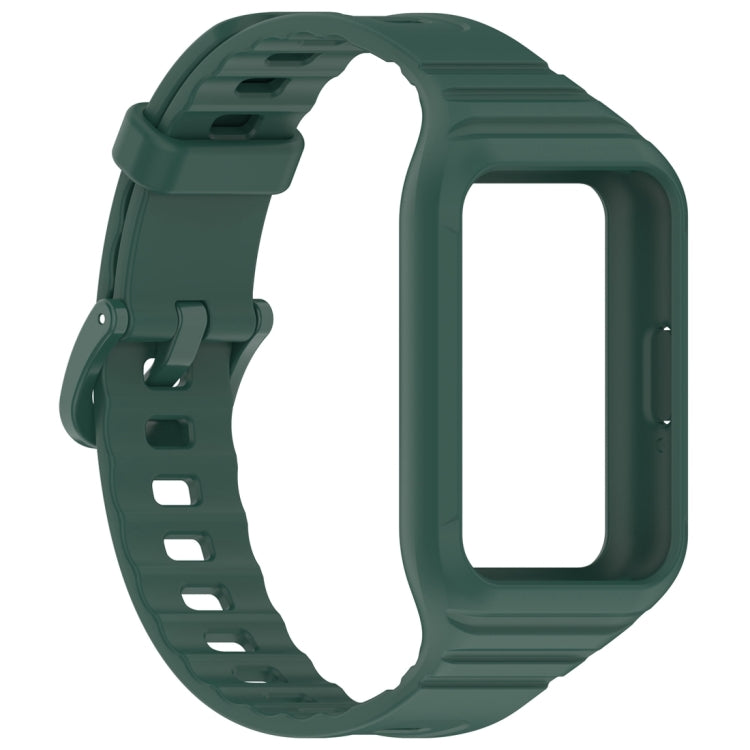 For Samsung Galaxy Fit 3 Solid Color Integrated TPU Watch Band(Dark Green) by bashfashion