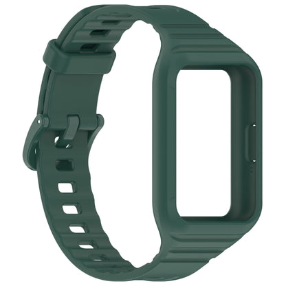 For Samsung Galaxy Fit 3 Solid Color Integrated TPU Watch Band(Dark Green) by bashfashion