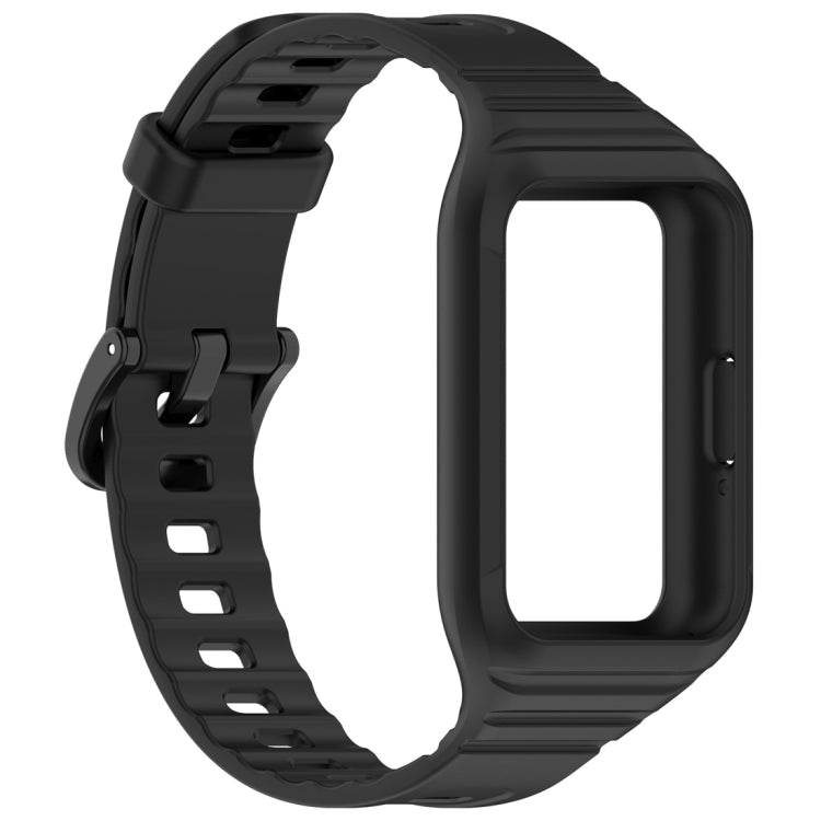 For Samsung Galaxy Fit 3 Solid Color Integrated TPU Watch Band(Black) by bashfashion