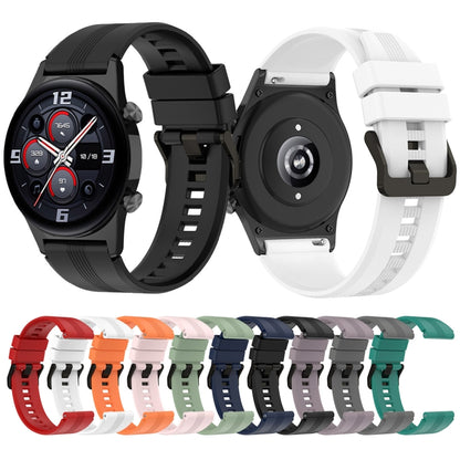 For Honor Watch GS 4 Striped Stainless Steel Buckle Silicone Watch Band(White) by bashfashion