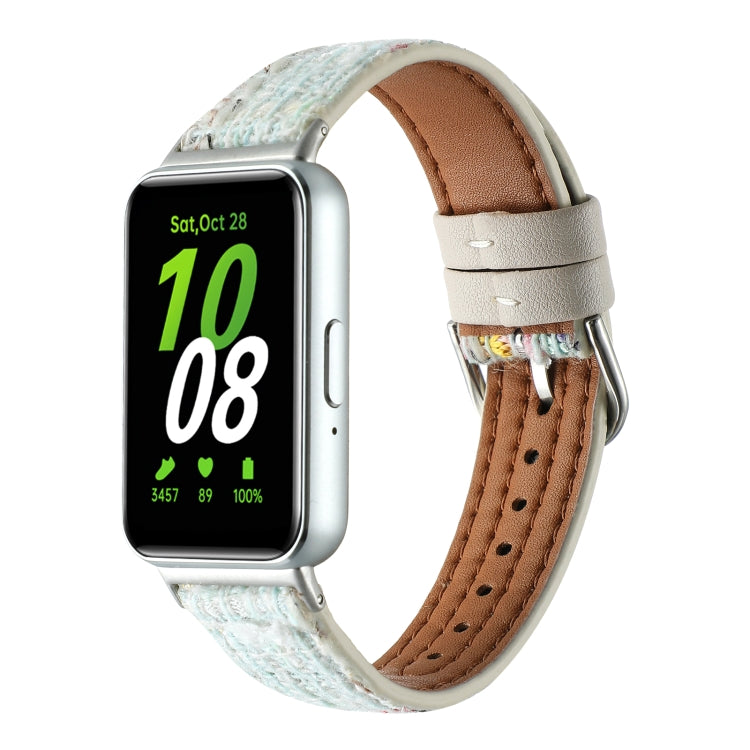 For Samsung Galaxy Fit 3 Woolen Leather Watch Band(Light Green) by bashfashion