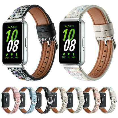 For Samsung Galaxy Fit 3 Woolen Leather Watch Band(Light Green) by bashfashion