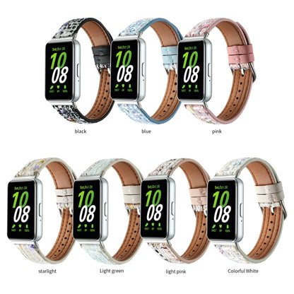For Samsung Galaxy Fit 3 Woolen Leather Watch Band(Light Green) by bashfashion