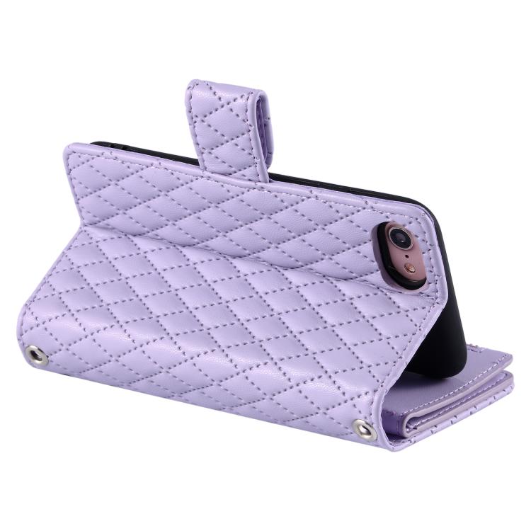 For iPhone 16e Glitter Lattice Zipper Wallet Leather Phone Case(Purple) by bashfashion