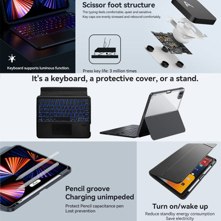 For iPad 10.2 ZGA K01 Wireless Bluetooth Magnetic Keyboard Tablet Leather Case(Black) by ZGA