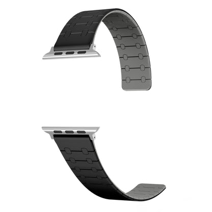 For Apple Watch Series 8 41mm Two Color Loop Magnetic Silicone Watch Band(Black+Grey) by bashfashion