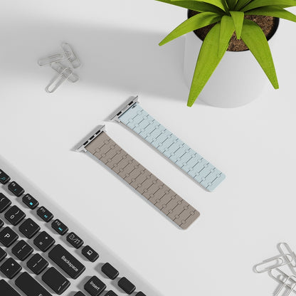 For Apple Watch Series 8 45mm Two Color Loop Magnetic Silicone Watch Band(Khaki+Light Green) by bashfashion