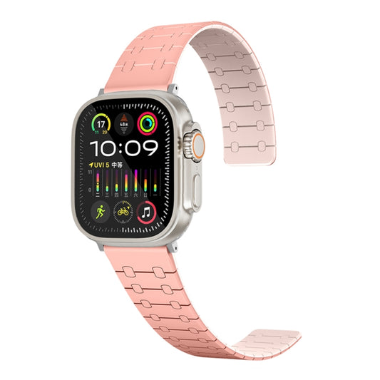For Apple Watch SE 2022 40mm Two Color Loop Magnetic Silicone Watch Band(Peach+Light Pink) by bashfashion