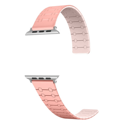 For Apple Watch Series 7 41mm Two Color Loop Magnetic Silicone Watch Band(Peach+Light Pink) by bashfashion