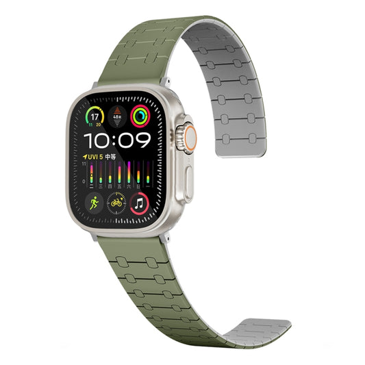 For Apple Watch Series 4 44mm Two Color Loop Magnetic Silicone Watch Band(Green+Grey) by bashfashion