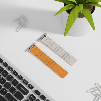 For Apple Watch Series 4 44mm Two Color Loop Magnetic Silicone Watch Band(Orange+Starlight) by bashfashion