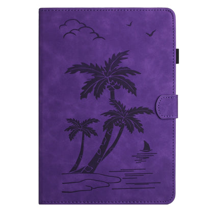 For Samsung Galaxy Tab A7 Lite 8.7 T220/T225 Coconut Tree Embossed Leather Tablet Case(Purple) by bashfashion