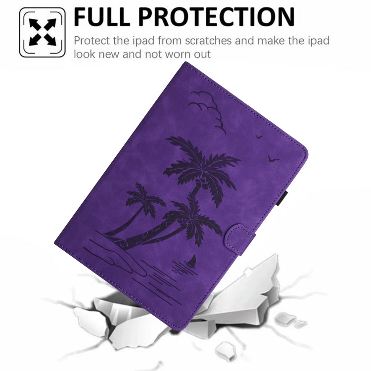 For Samsung Galaxy Tab A7 Lite 8.7 T220/T225 Coconut Tree Embossed Leather Tablet Case(Purple) by bashfashion