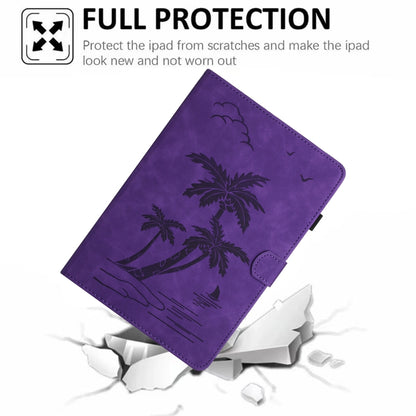 For Samsung Galaxy Tab A7 Lite 8.7 T220/T225 Coconut Tree Embossed Leather Tablet Case(Purple) by bashfashion