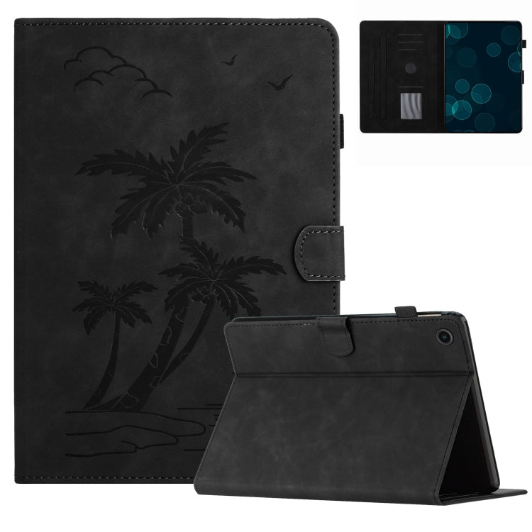 For Samsung Galaxy Tab A11 / A9 X110/X115 Coconut Tree Embossed Leather Tablet Case(Black) by bashfashion