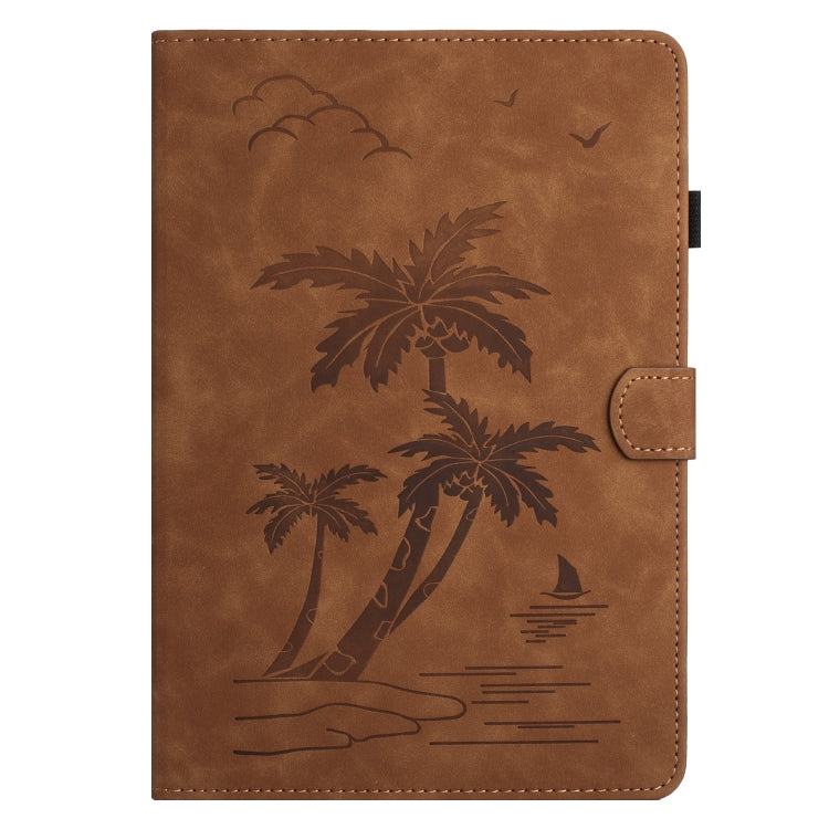 For Samsung Galaxy Tab A 10.1 T580/T585 Coconut Tree Embossed Smart Leather Tablet Case(Brown) by bashfashion