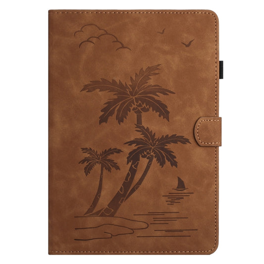 For Samsung Galaxy Tab A 10.1 T580/T585 Coconut Tree Embossed Smart Leather Tablet Case(Brown) by bashfashion