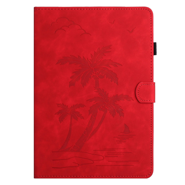 For Samsung Galaxy Tab A8 10.5 2021 X200/X205 Coconut Tree Embossed Smart Leather Tablet Case(Red) by bashfashion