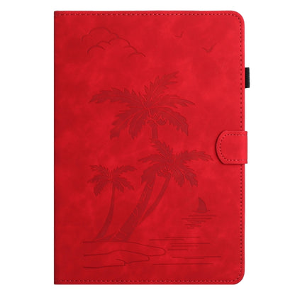 For Samsung Galaxy Tab S8 X700/X706 Coconut Tree Embossed Smart Leather Tablet Case(Red) by bashfashion