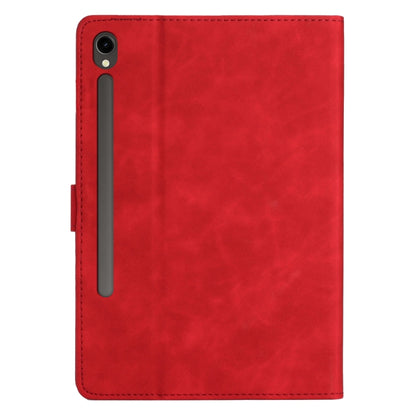For Samsung Galaxy Tab S8 X700/X706 Coconut Tree Embossed Smart Leather Tablet Case(Red) by bashfashion