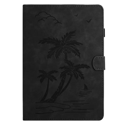 For Samsung Galaxy Tab S9 FE X510/X516B Coconut Tree Embossed Smart Leather Tablet Case(Black) by bashfashion
