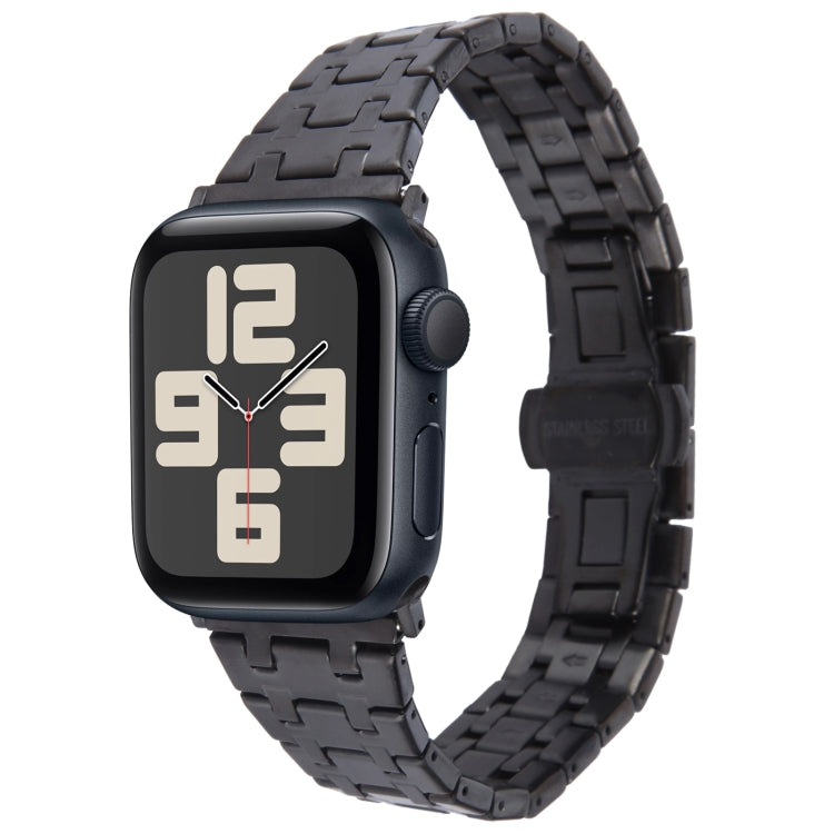 For Apple Watch SE 2023 40mm Double T Stainless Steel Watch Band(Black) by bashfashion