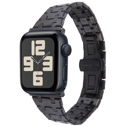 For Apple Watch SE 2023 40mm Double T Stainless Steel Watch Band(Black) by bashfashion