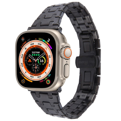 For Apple Watch Ultra 49mm Double T Stainless Steel Watch Band(Black) by bashfashion