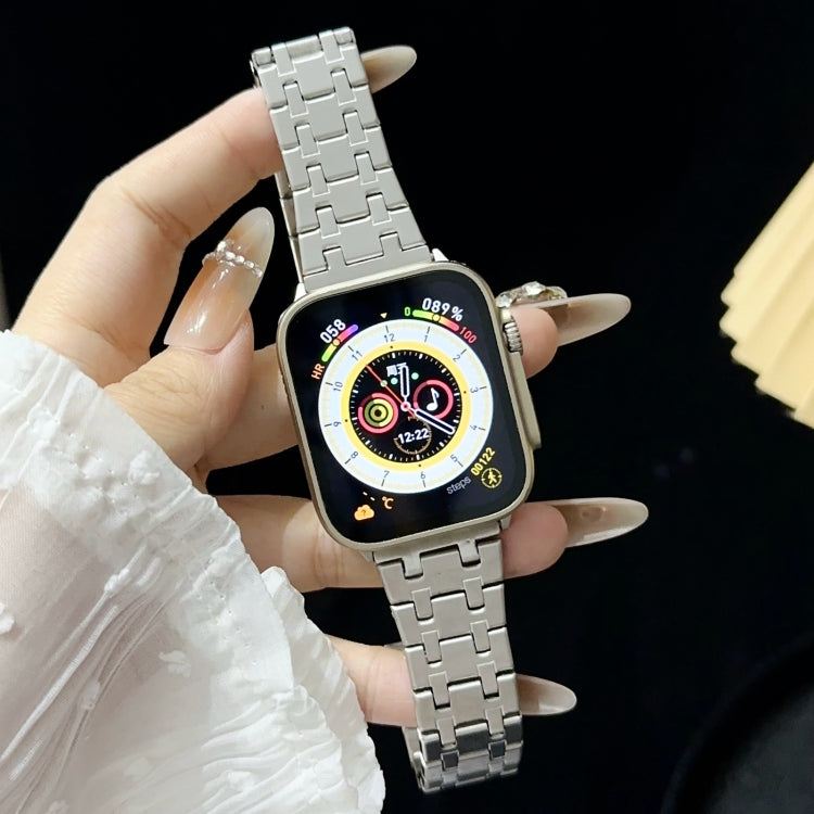 For Apple Watch Ultra 49mm Double T Stainless Steel Watch Band(Silver) by bashfashion