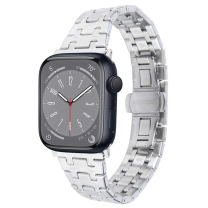 For Apple Watch SE 2022 40mm Double T Stainless Steel Watch Band(Silver) by bashfashion
