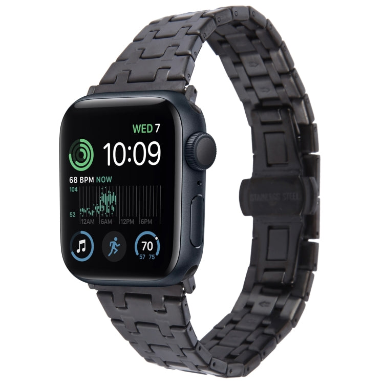 For Apple Watch SE 2022 44mm Double T Stainless Steel Watch Band(Black) by bashfashion