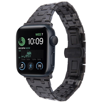 For Apple Watch SE 2022 44mm Double T Stainless Steel Watch Band(Black) by bashfashion