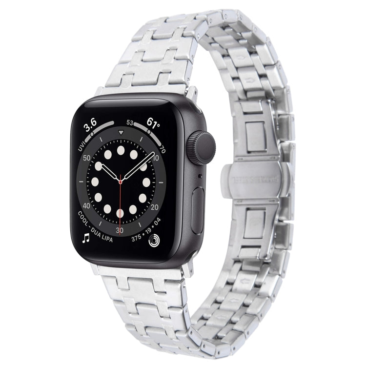 For Apple Watch Series 6 40mm Double T Stainless Steel Watch Band(Silver) by bashfashion