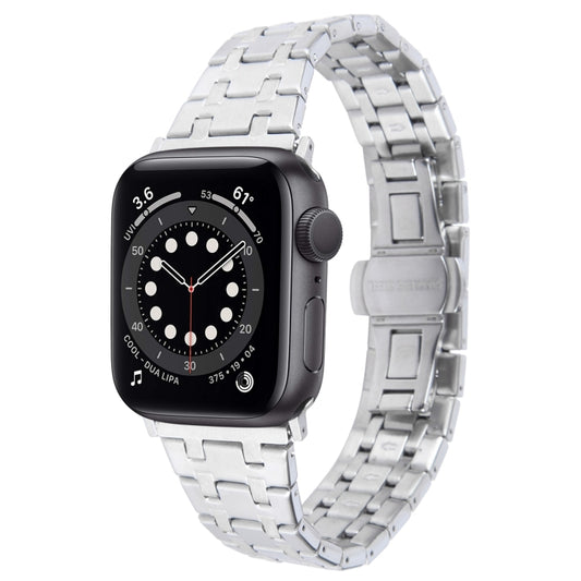 For Apple Watch Series 6 40mm Double T Stainless Steel Watch Band(Silver) by bashfashion