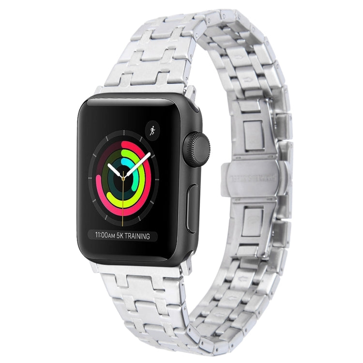 For Apple Watch Series 3 38mm Double T Stainless Steel Watch Band(Silver) by bashfashion