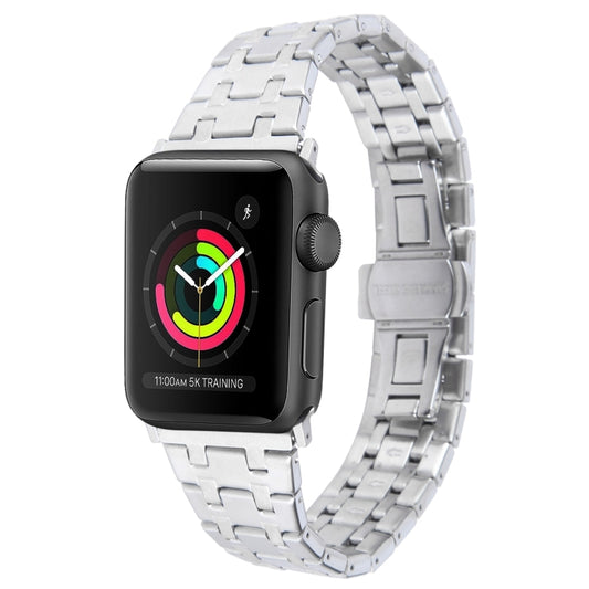 For Apple Watch Series 3 38mm Double T Stainless Steel Watch Band(Silver) by bashfashion