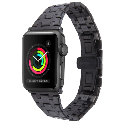 For Apple Watch Series 3 42mm Double T Stainless Steel Watch Band(Black) by bashfashion