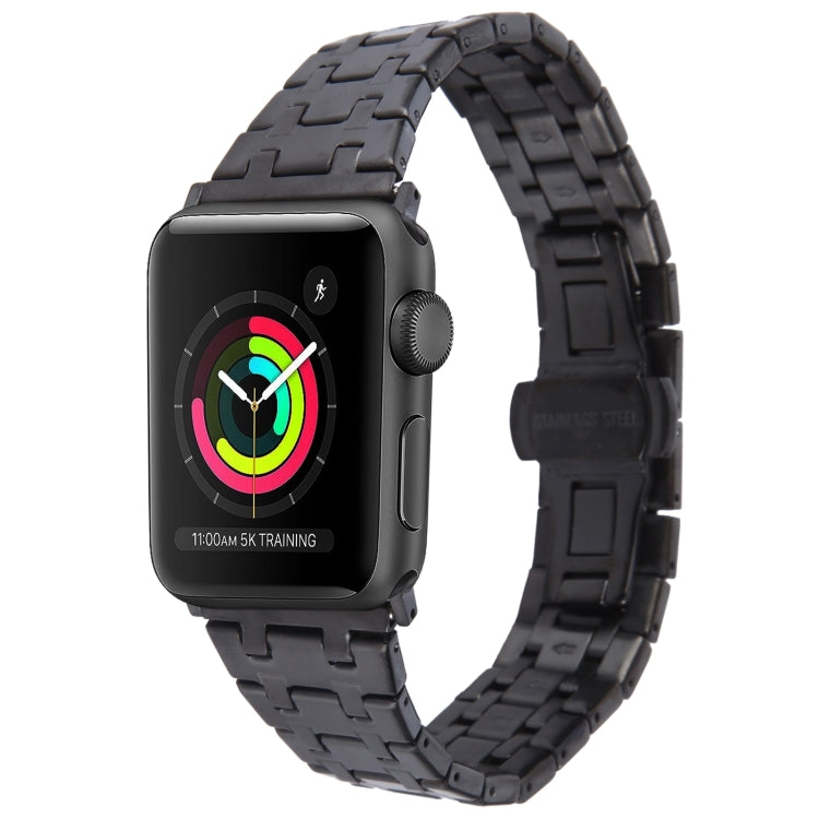 For Apple Watch Series 2 38mm Double T Stainless Steel Watch Band(Black) by bashfashion