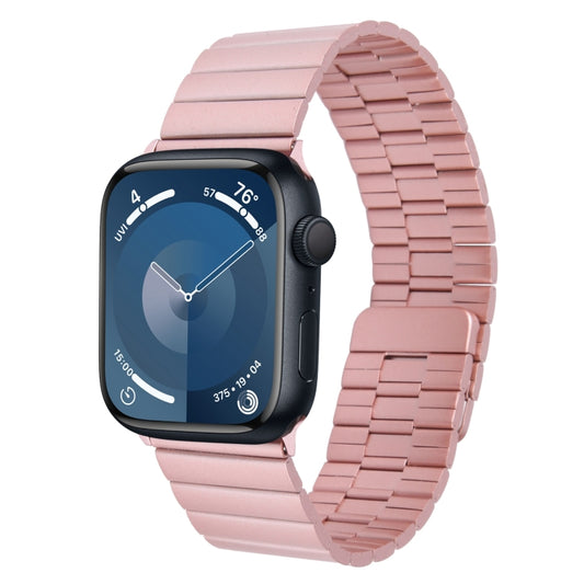 For Apple Watch Series 9 45mm Bamboo Stainless Steel Magnetic Watch Band(Pink) by bashfashion
