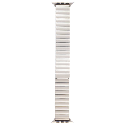 For Apple Watch Series 9 45mm Bamboo Stainless Steel Magnetic Watch Band(Starlight) by bashfashion
