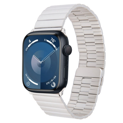 For Apple Watch Series 9 41mm Bamboo Stainless Steel Magnetic Watch Band(Starlight) by bashfashion