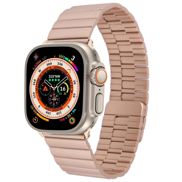 For Apple Watch Ultra 49mm Bamboo Stainless Steel Magnetic Watch Band(Rose Gold) by bashfashion
