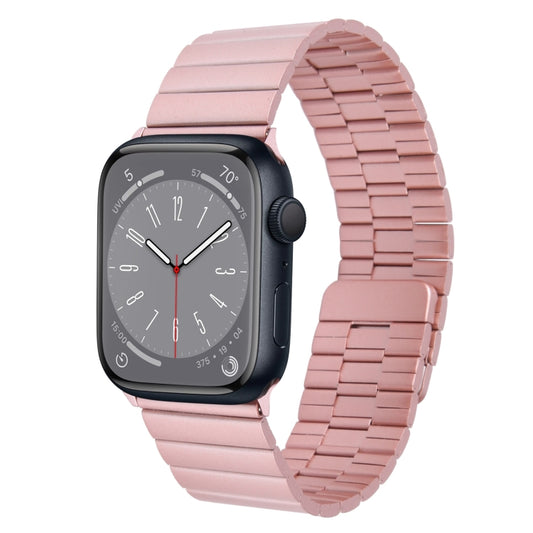 For Apple Watch Series 8 41mm Bamboo Stainless Steel Magnetic Watch Band(Pink) by bashfashion