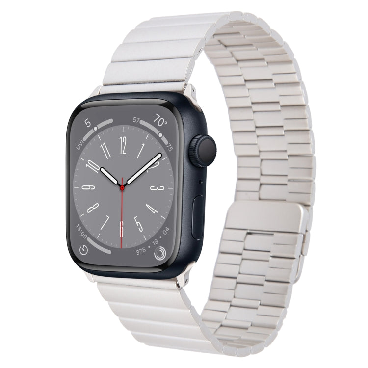 For Apple Watch Series 8 41mm Bamboo Stainless Steel Magnetic Watch Band(Starlight) by bashfashion