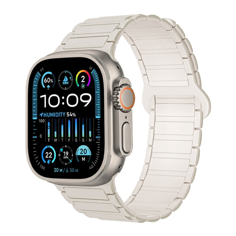 For Apple Watch Ultra 2 49mm I-Shaped Magnetic Silicone Watch Band(White Starlight) by bashfashion