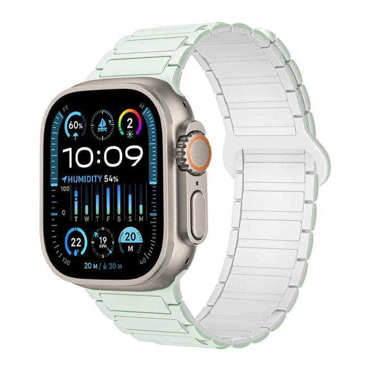 For Apple Watch Ultra 49mm I-Shaped Magnetic Silicone Watch Band(Mint White) by bashfashion