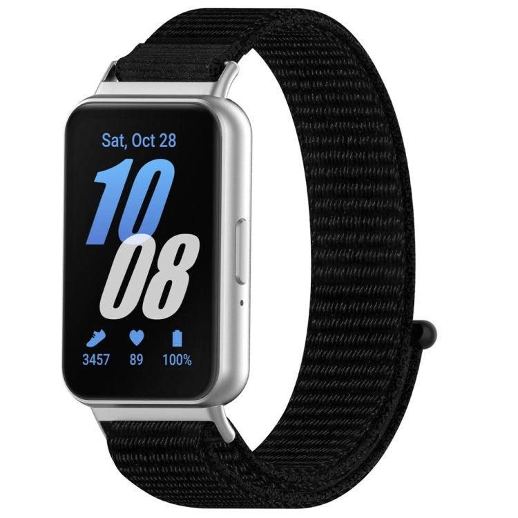 For Samsung Galaxy Fit 3 Nylon Loop Hook and Loop Fastener Watch Band(Black) by bashfashion