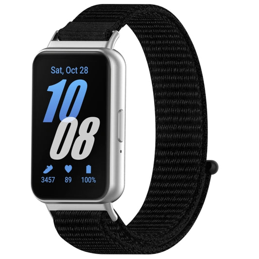 For Samsung Galaxy Fit 3 Nylon Loop Hook and Loop Fastener Watch Band(Black) by bashfashion