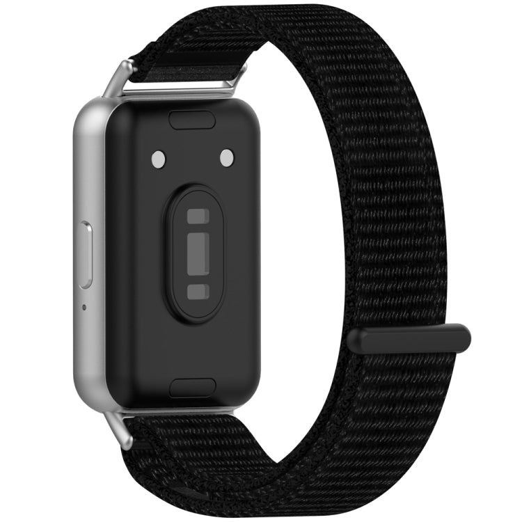 For Samsung Galaxy Fit 3 Nylon Loop Hook and Loop Fastener Watch Band(Black) by bashfashion
