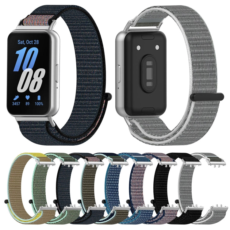 For Samsung Galaxy Fit 3 Nylon Loop Hook and Loop Fastener Watch Band(Midnight Blue) by bashfashion